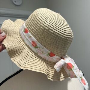 Straw Sun Hat with Floral Ribbon for Kids